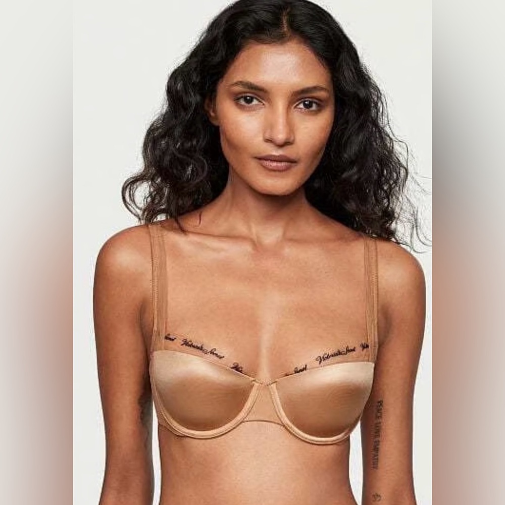 VICTORIA’S SECRET VERY SEXY SMOOTH LOGO EMBROIDERY BALCONET BRA 34DDD BEIGE NEW